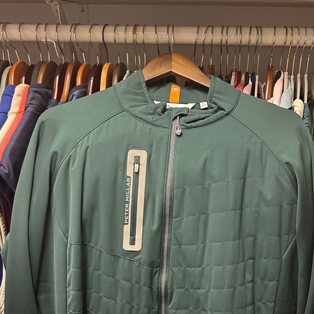 Peter Millar Green Performance Jacket Quilted Design